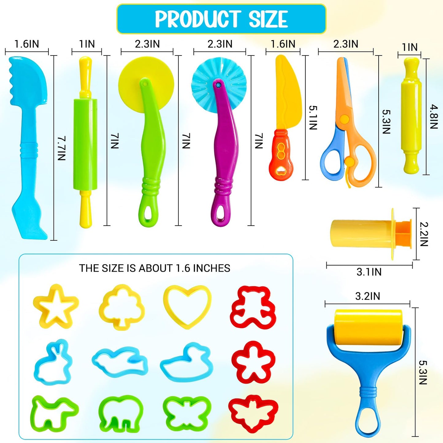 Playdough Tool Kit, 28 Pcs Basic Clay and Dough Tools Starter Set for Kids Ages 3+ Creative Play Accessories with Various Shape Molds & Cutters, Sensory Clay Toys Gifts for Back to School Christmas