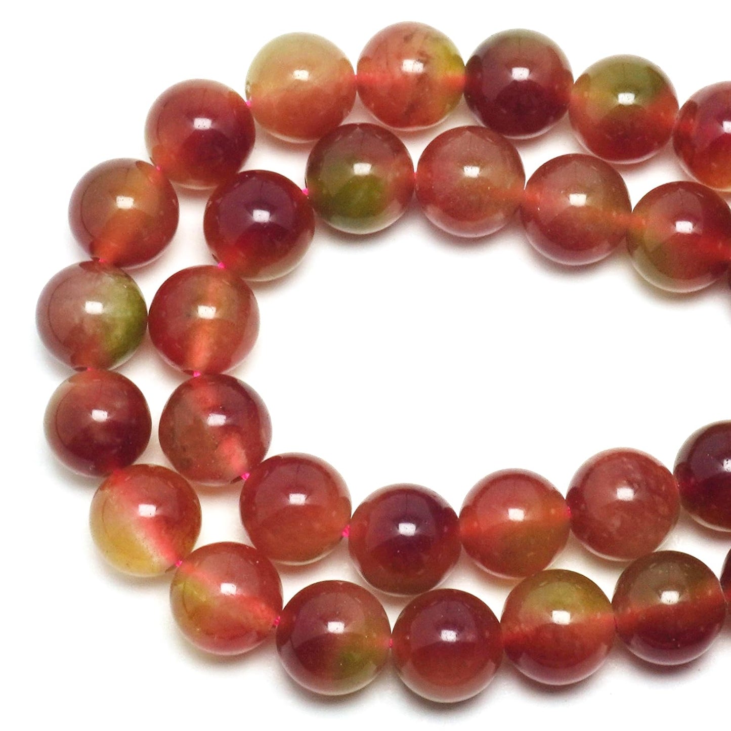 DIQIO Jade Stone Beads for Jewelry Making - 6mm Gemstone Round Loose Beads for Bracelets(58-60pcs, Watermelon Cloudy Jade)