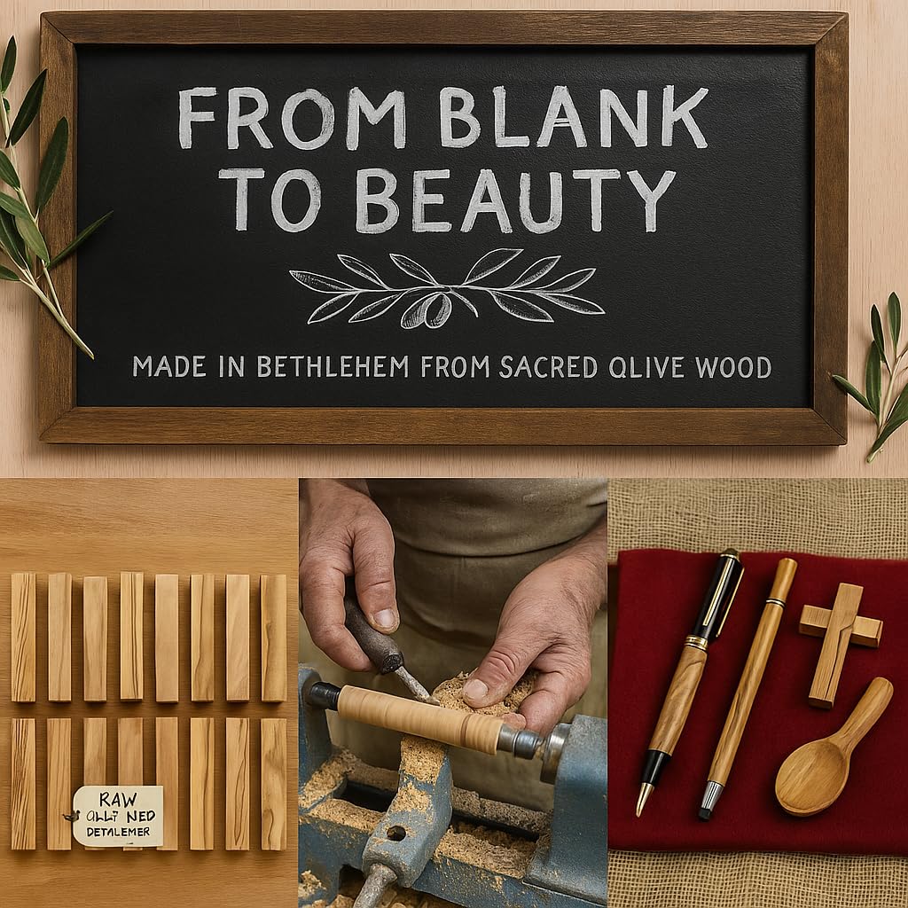 Zuluf 10 Authentic Bethlehem Olive Wood Pen Blanks with Certificates - BLANK104, Exotic Holy Land Wood Turning Blanks, 0.75" x 0.75" x 5" - Ideal for Pen Making, Woodturning, & Carving Projects