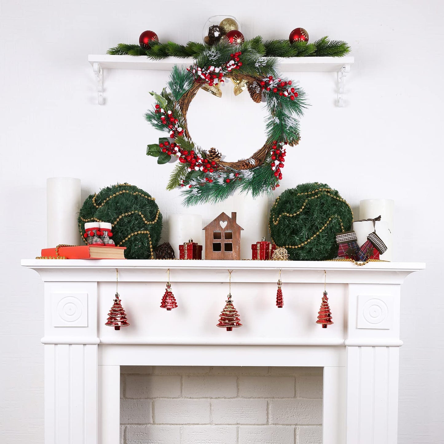 Grapevine Wreath Set, Marrywindix 2 Pieces Natural Vine Branch Wreath Christmas DIY Rattan Wreath Garland for Christmas Holiday Craft Wedding Decor (12 in.)