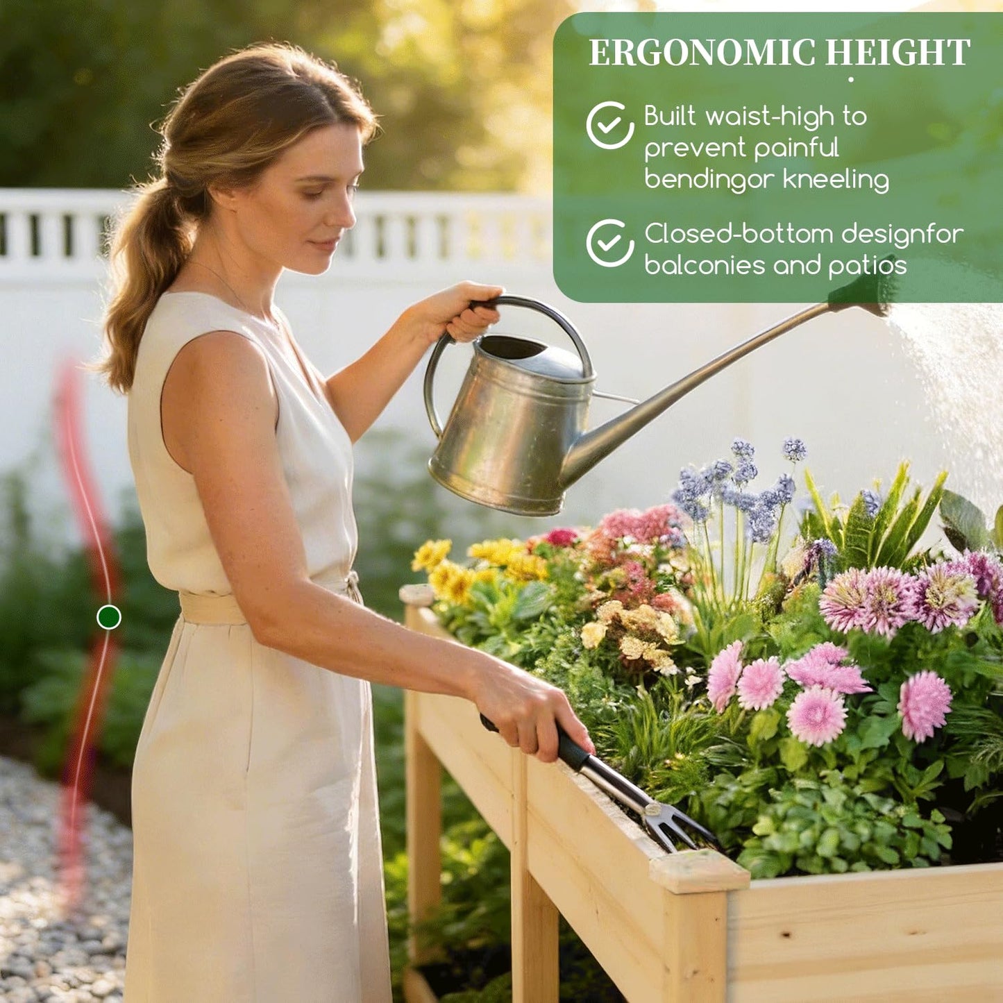 ZIENLIFE Wood Raised Garden Bed, 72x24x30in Elevated Wooden Planter Box with Legs Standing Growing Bed for Backyard, Patio, Balcony with Bed Liner, 200 Pound Capacity 2PCS