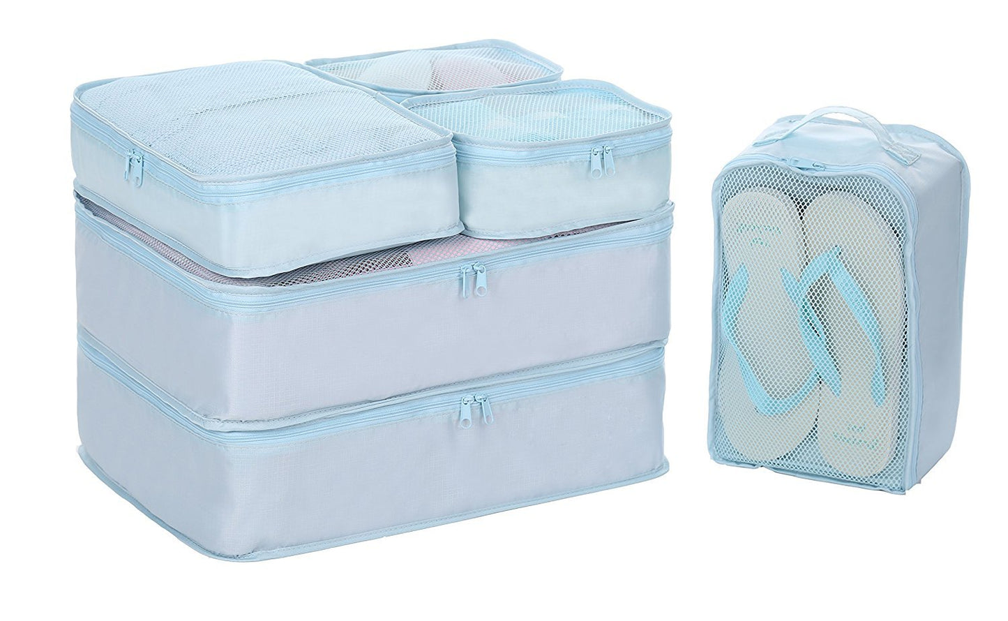 JJ POWER Travel Packing Cubes, Luggage Organizers with Shoe Bag (Blue)