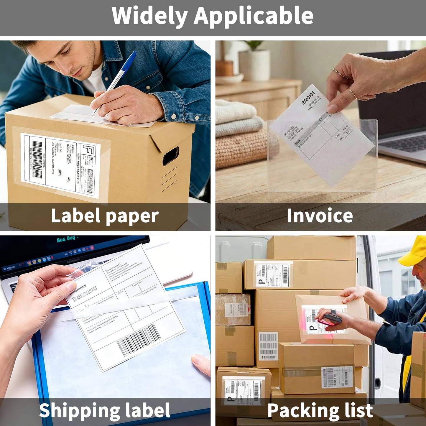 9527 Product 6" x 9" Clear Adhesive Top Loading Packing List Clear Shipping Pouches, Mailing/Shipping Label Envelopes (100 Pack)