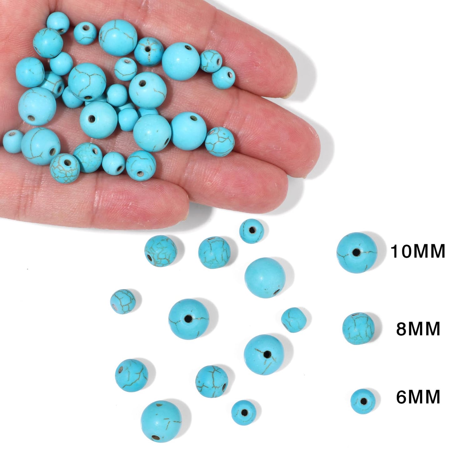 40pcs 10mm Natural Turquoise Gemstone Beads Healing Crystal Round Loose Stone Beads for Jewelry Making, Crystal Stone Beads for Bracelets Necklace Earrings Making
