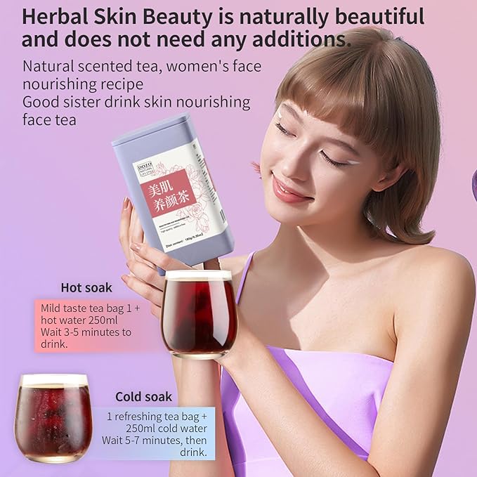 DOZO Beauty tea Bright Beauty Tea Bags Black Mulberries Rose Black Wolfberry Tea 6.35oz/180g (30bags) Flower Tea Mulberry Goji Berries Anthocyanin Vegan Health Herbal Tea 美肤养颜茶 桑葚玫瑰黑枸杞茶