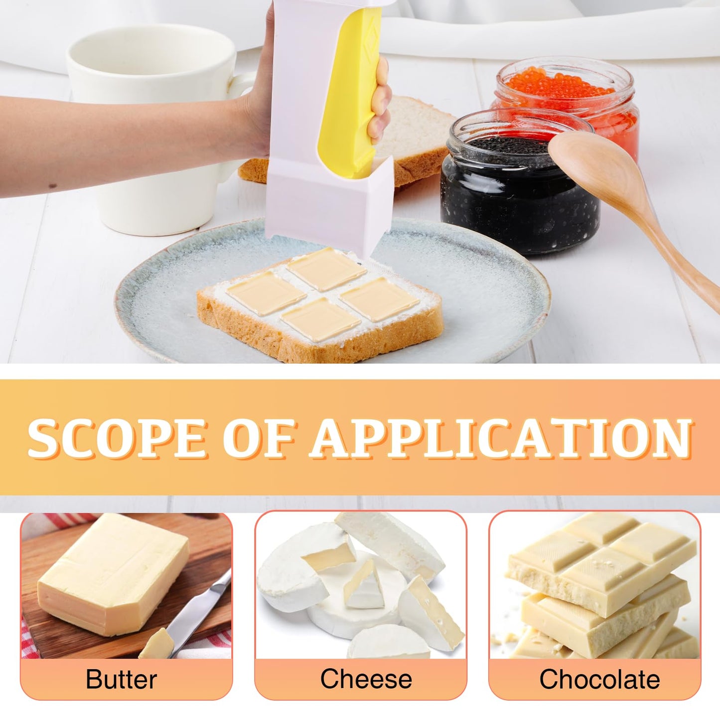OPLCFO 2PCS Butter Cutter and Storage Case, Butter Stick Slicer for Bread Cakes Cookie