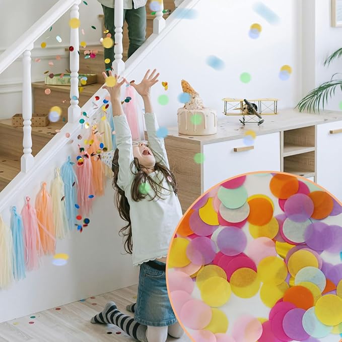 10000 Pieces 1 Inch Round Tissue Paper Confetti, 3.5 oz Multicolor Round Tissue Confetti, for Weddings, Anniversaries, Arts Craft DIY Scrapbooking