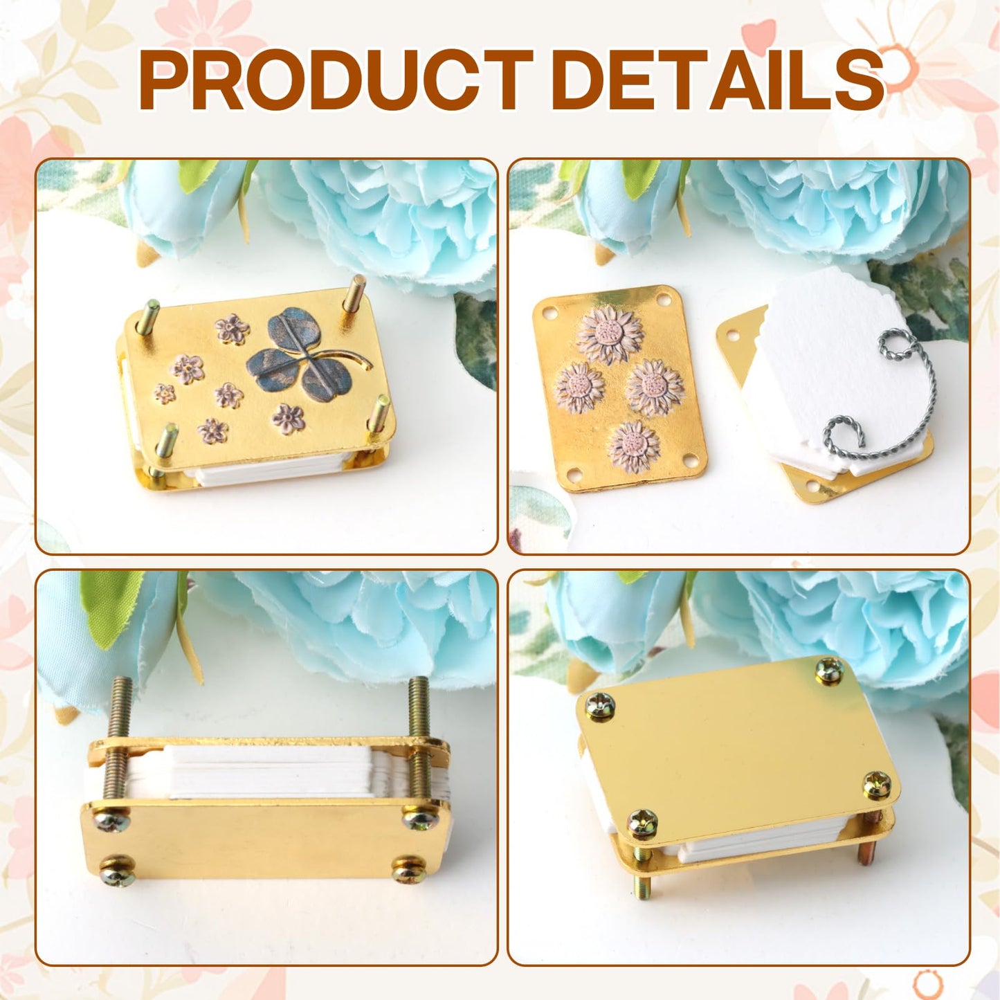 RJLCTH 2 Pcs Micro Flower Press Keychain, Portable Mini Flower Press with 40 Reusable Blotting Papers for Flower Preservation, Resin Art, Journals, Scrapbooking and DIY Botanical Crafts