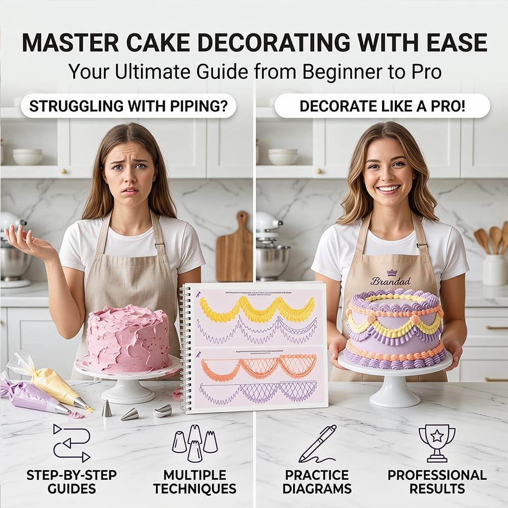 MDTARVF Upgraded Cake Practice Decorating Board with Adjustable Stand Thickened Waterproof, 23 Sheets Icing Piping Nozzles Practice Drawings Cake Decorating Kit Baking Supplies for Beginner Home Baker