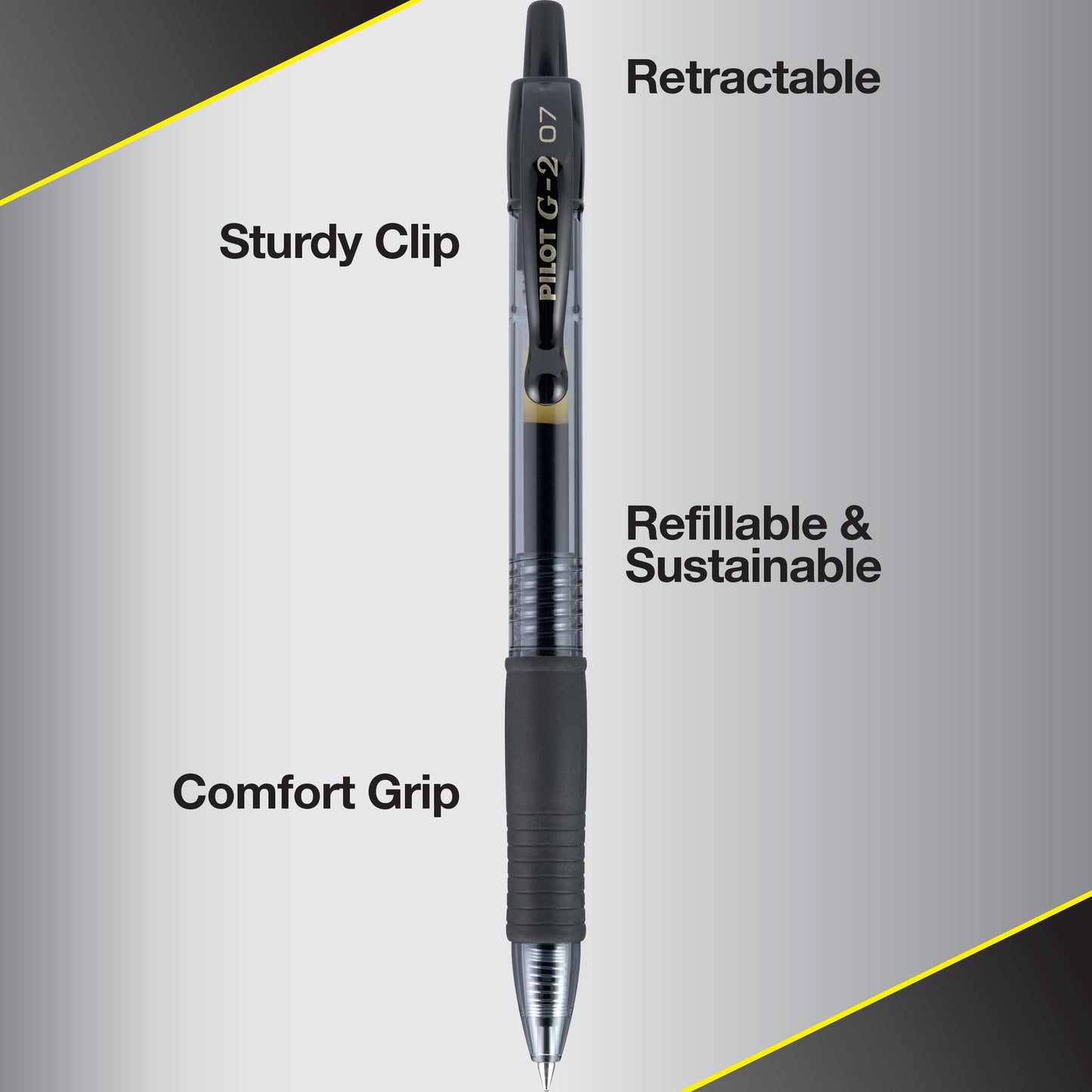 PILOT G2 Premium Refillable & Retractable Rolling Ball Gel Pens, Fine Point, Black Ink, 12 Count (Pack of 1) (31020)