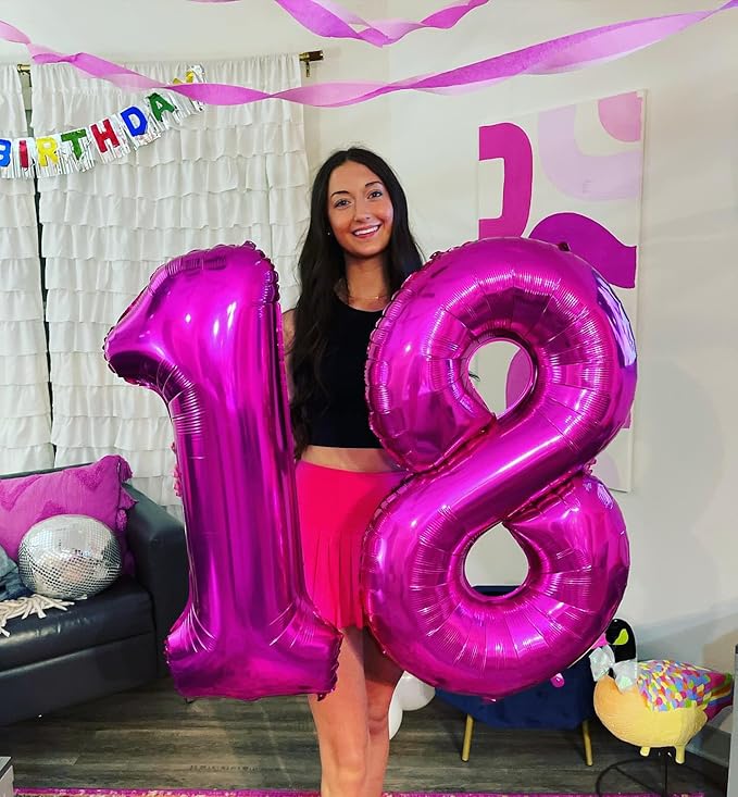 Rosy Purple 9 Balloon, Number Balloons 40 Inch, 9th Giant Birthday Decorations for Girls, 19th 29th Party Decorations Supplies, Number 9 Balloon