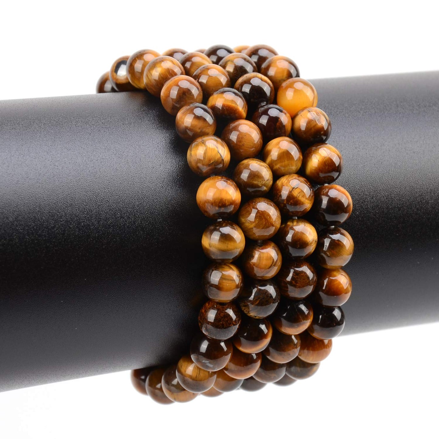 LPBeads 100PCS 8mm Natural Yellow Tiger Eye Beads Gemstone Round Loose Beads for Jewelry Making with Crystal Stretch Cord