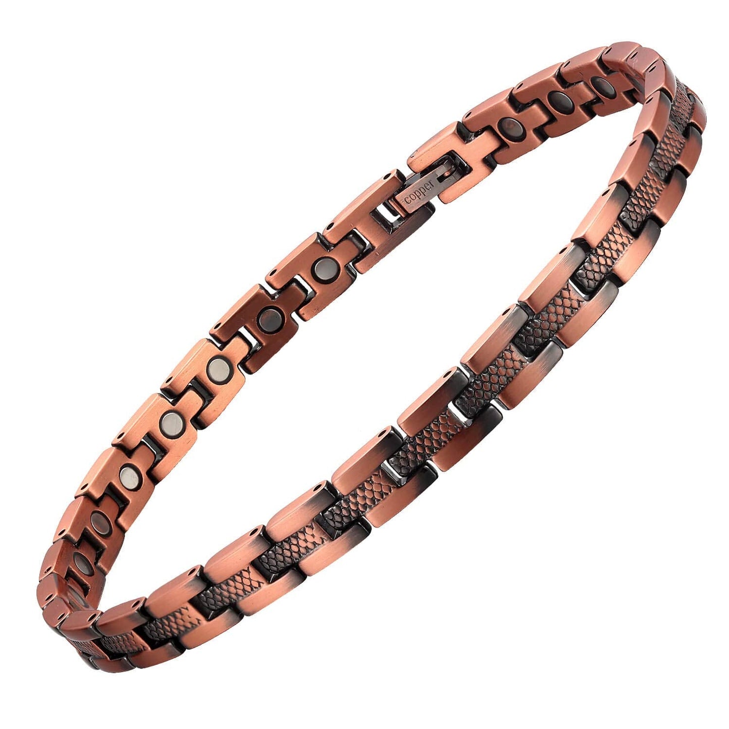 MagEnergy or Women 99.9% Pure Copper Magnetic with Ultra Strength Magnets 9.8 Inch Adjustable Gift (Wheel Pattern)