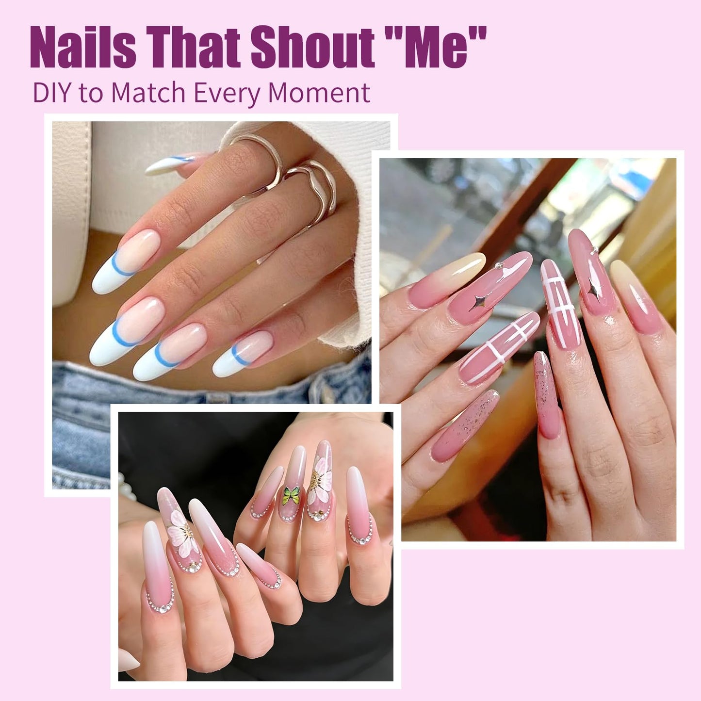 Vnjaoi 280 Pcs Original Sandwich Nails Dual Form with Guide Lines Long Oval Nail Mold for Builder Gel Nail Extensions Art Design Salon DIY at Home