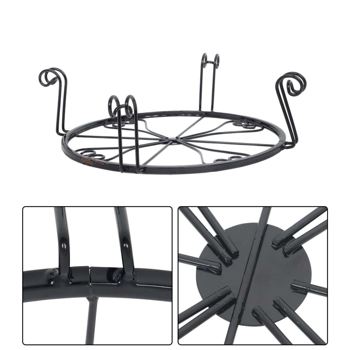 LiGuVCY Outdoor Metal Plant Stand, Black Ironwork Flower Stand, 2PCS