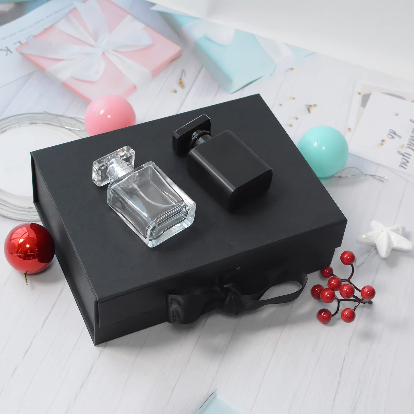 RUIFYRAY Large Black Luxury Magnetic Gift Box with Lid, Ribbons and Gift Bag, 12.2x8.7x4 Inches, Great for Christmas, New Year, Wedding, Birthdays, Man