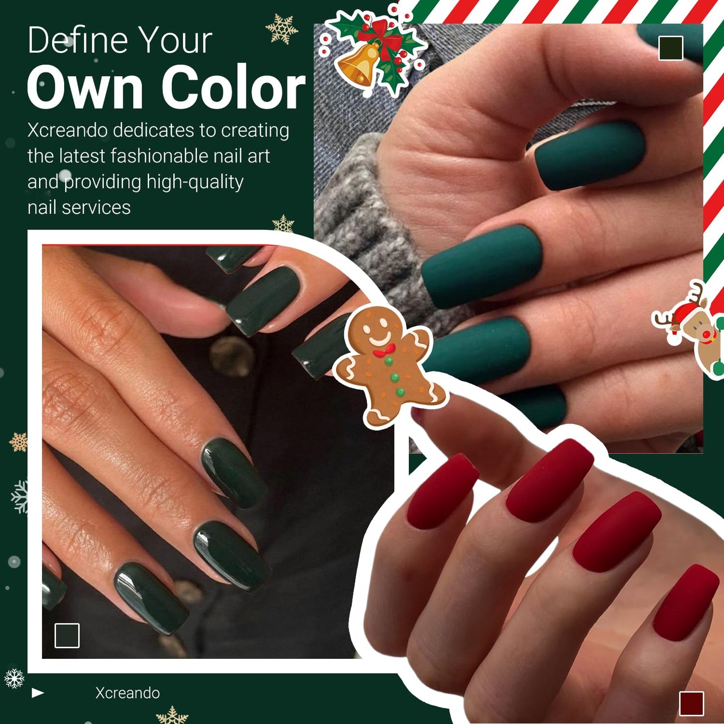 Matte Wine Red Press On Nails Medium Long Square, Medium Coffin Nails Acrylic Nails Press ons Glue on Nails Medium Length, Solid Color Fake Nails for Women Thick Artificial Nails Stick on