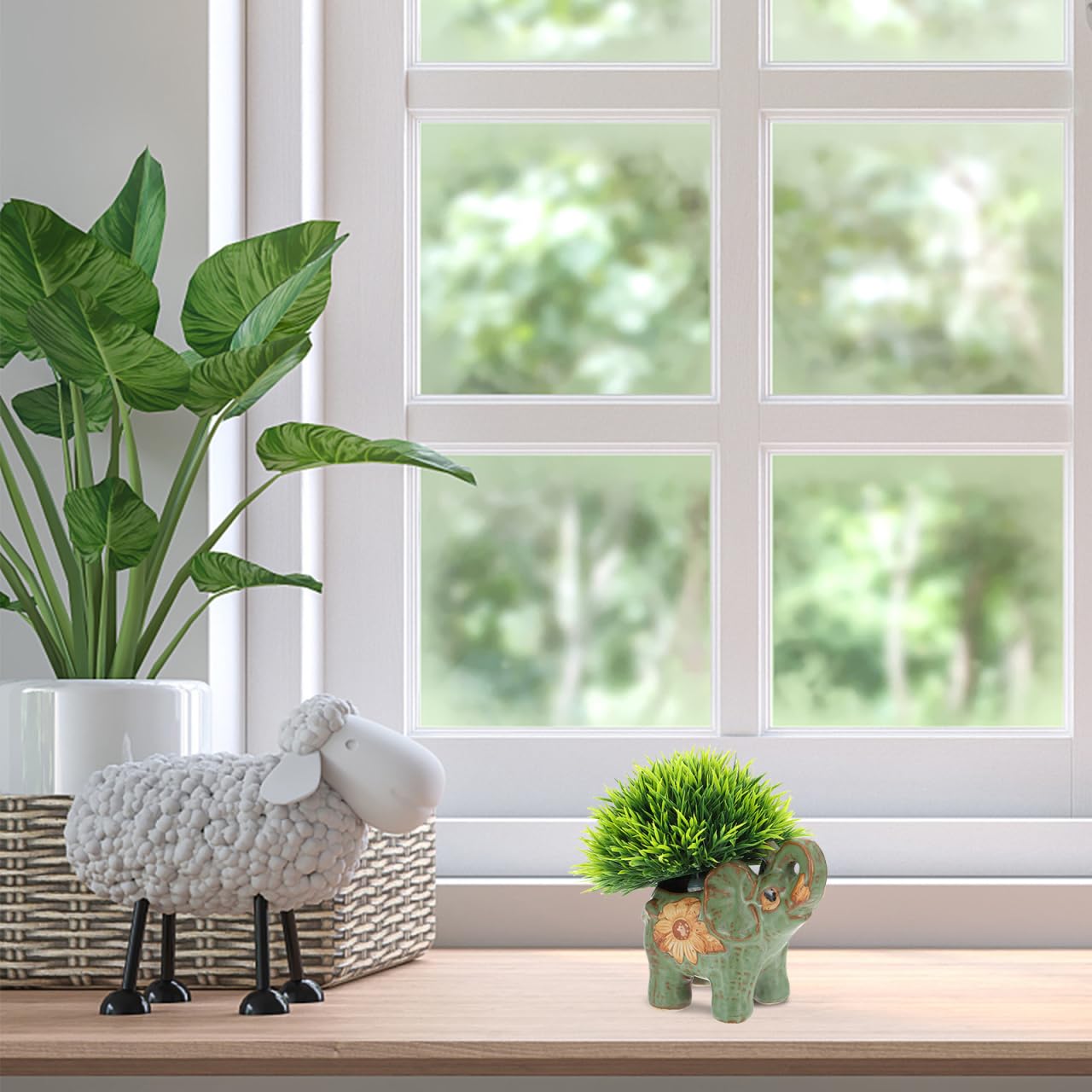 BESTonZON Elephant Shaped Ceramic Succulent Pot 4.72X4.52X2.75In Breathable Planter Home Office Desktop Decoration Flower Pot for Succulents and Cactus