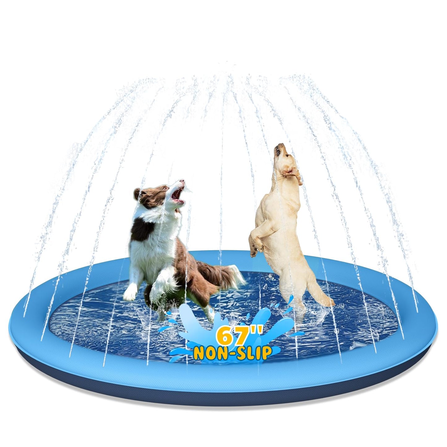 Dog Splash Pad, 67" Non-Slip Thickened Sprinkler Pool, Summer Outdoor Pet Water Play Mat, Splash Pad for Dogs & Kids