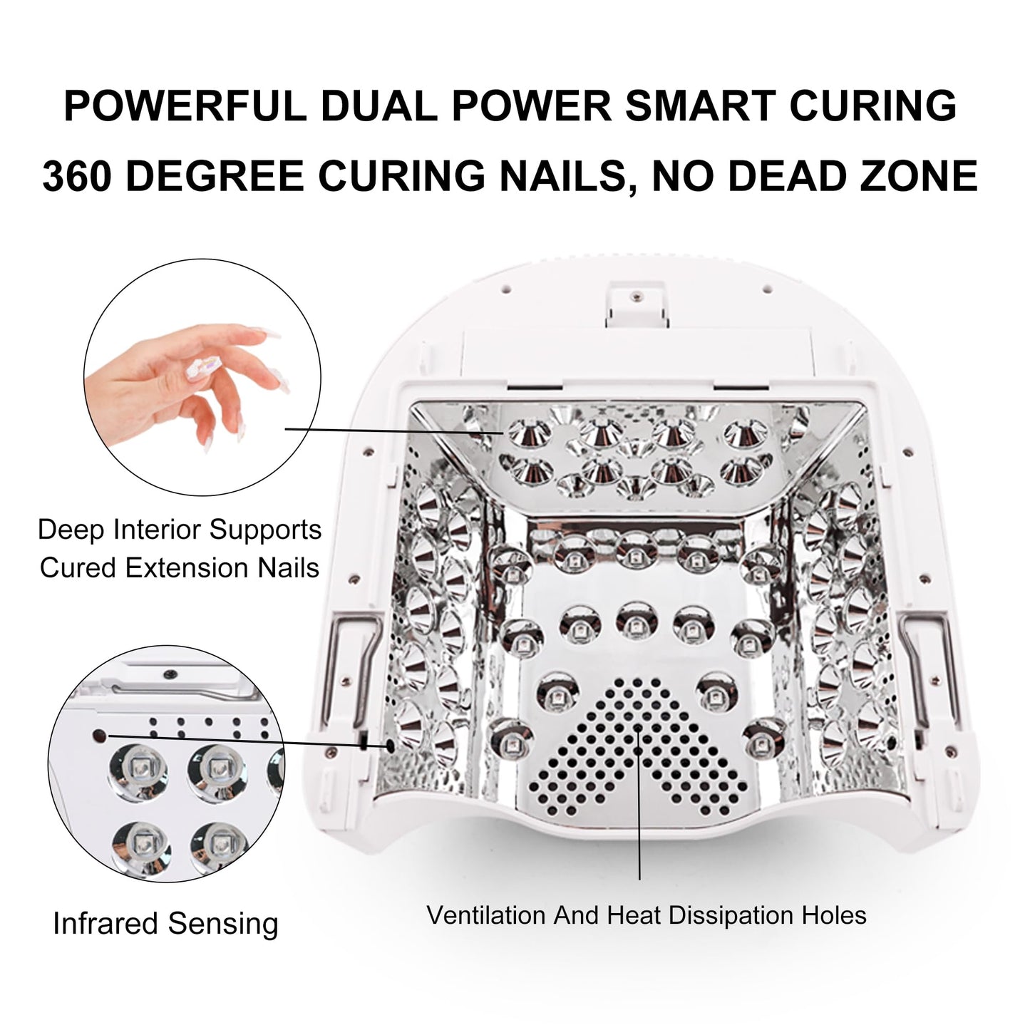M - GlowPro Professional Hybrid 86W Wireless Rechargeable UV LED Nail Curing Lamp Cordless Nail Dryer for Gel Nails, Manicure, Pedicure (Black)