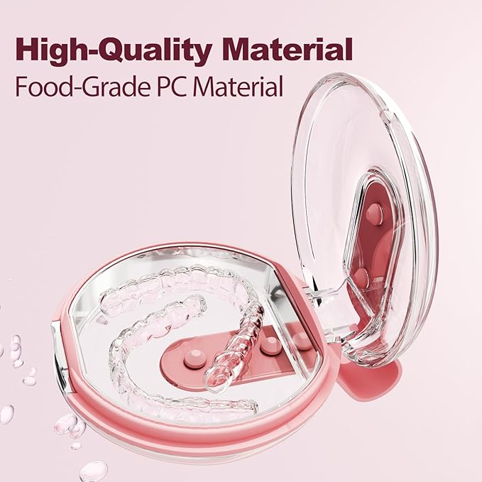 Retainer Case - mouth guard and Orthodontic Aligner Case, Adjustable air holes, Fashion, Multifunctional Portable Box - Sakura Pink