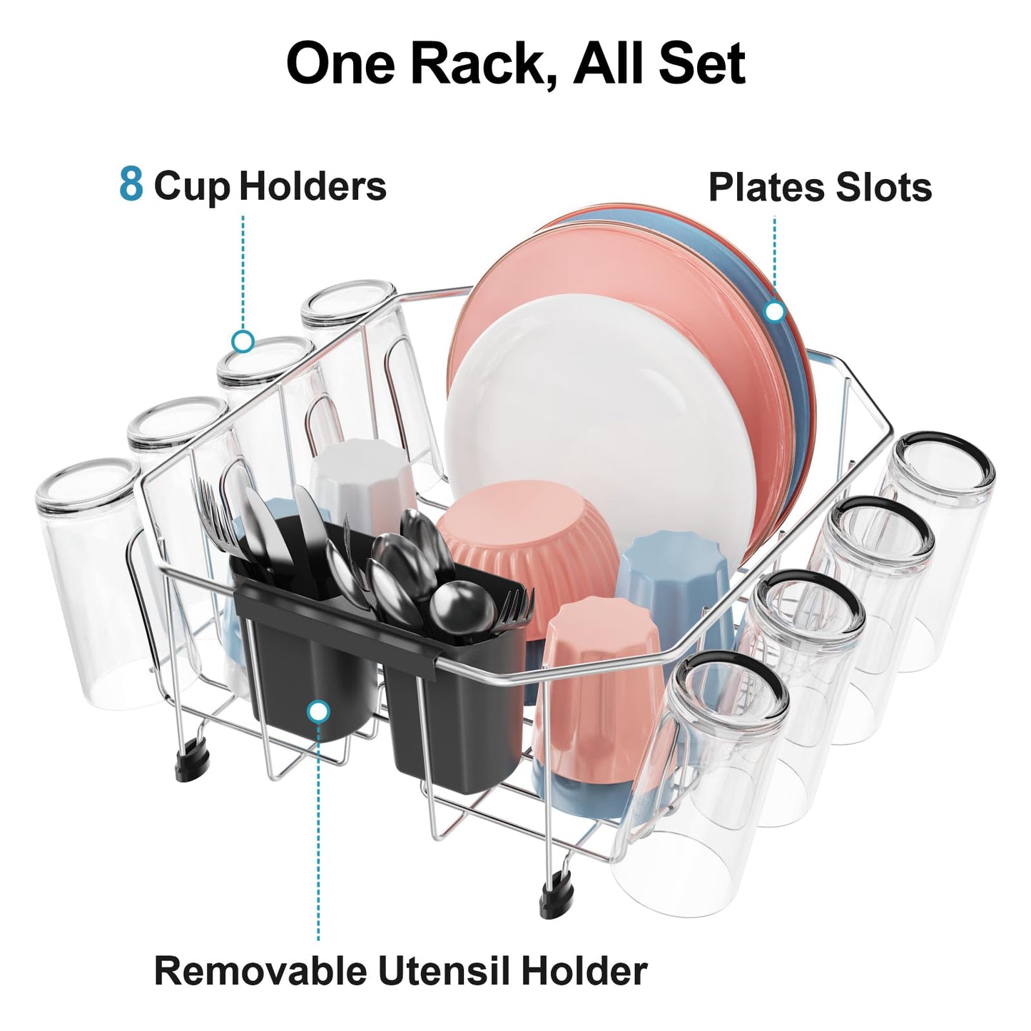 iSPECLE Small in Sink Dish Drying Rack - Stainless Steel Compact Inside Sink Dish Drainer for RV Apartment Kitchen, Rust Resistant, 11.6" W x 13.4" L, Silver