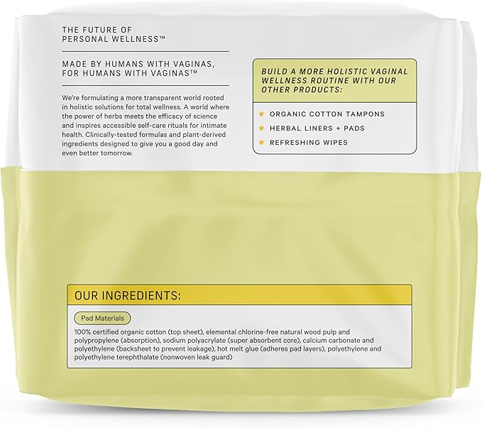 The Honey Pot Company - 64ct - Sanitary Pads for Women - Non-Herbal Heavy Flow Daytime w/Wings - Organic Cotton Cover & Ultra-Absorbent Core - Feminine Care - FSA & HSA Eligible