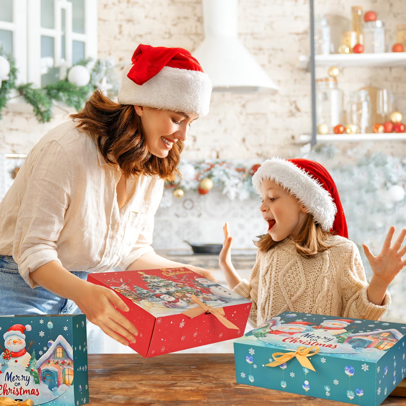 Xylitic 12Pack Christmas Boxes for Gifts with Lids, 10.6×7.8×3.1 Inch Christmas Gift Boxes with Lids for Presents, Xmas Holiday Wrapping Boxes for Gifts
