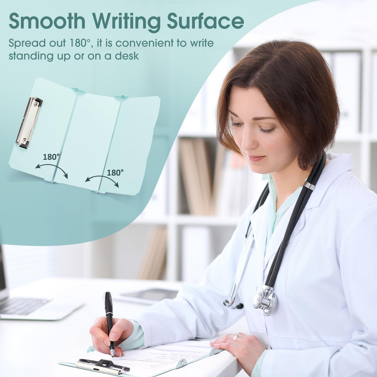Nursing Clipboard Foldable, Thicken Aluminum Trifold Nursing Clipboard, Nursing Pocket Size Nurse Clipboards with Pen Holder, Nursing Edition Cheat Sheet for Students, Nurses and Doctors, Mint