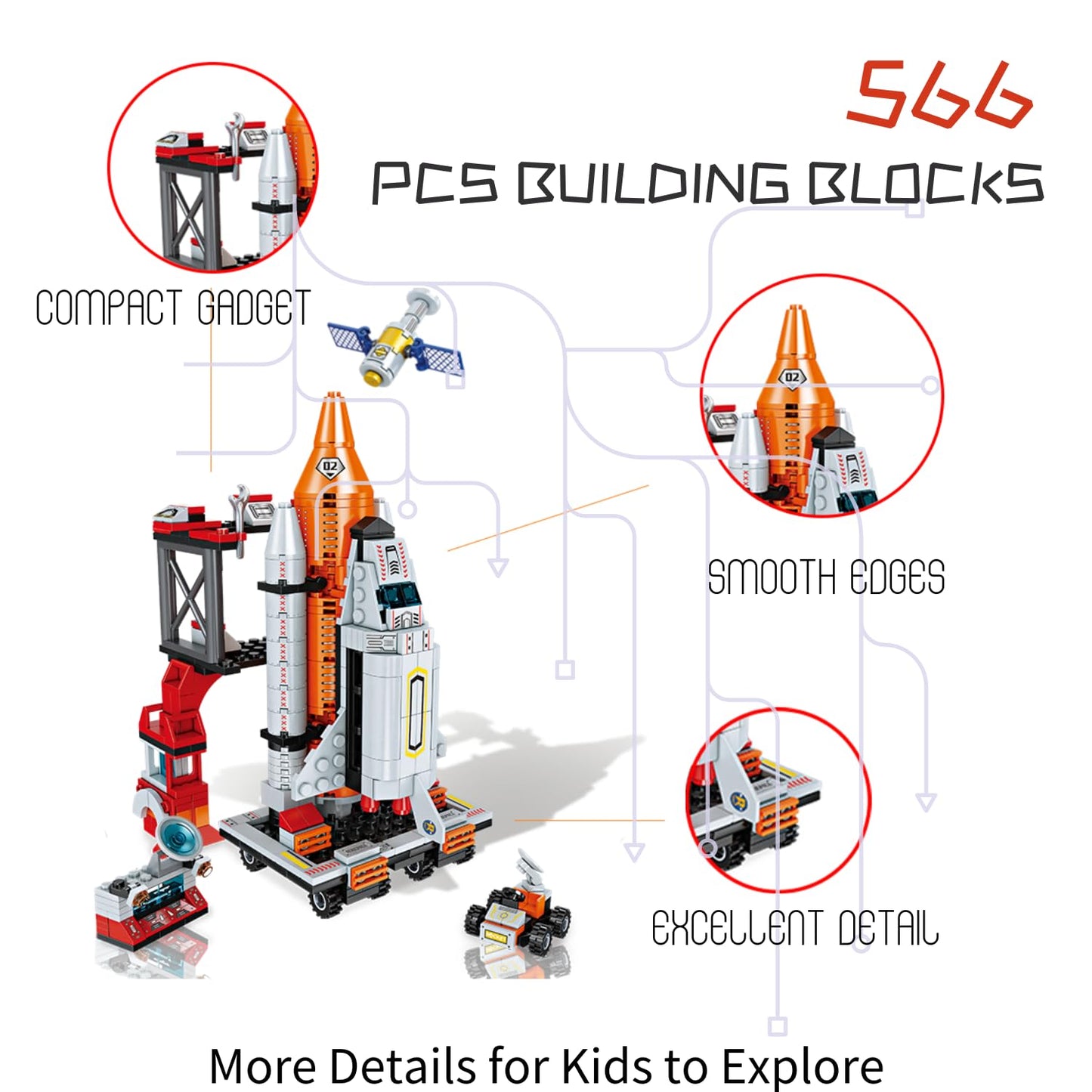 Tecnobicho Space Rocket Stem Project Toy for Boy Age 7 8 9 10 11 12 13 Building Block for Kid Age 8-12 Science Kits for Kids Age 8-14 Christmas Birthday Gift for Boys Girls 7-13