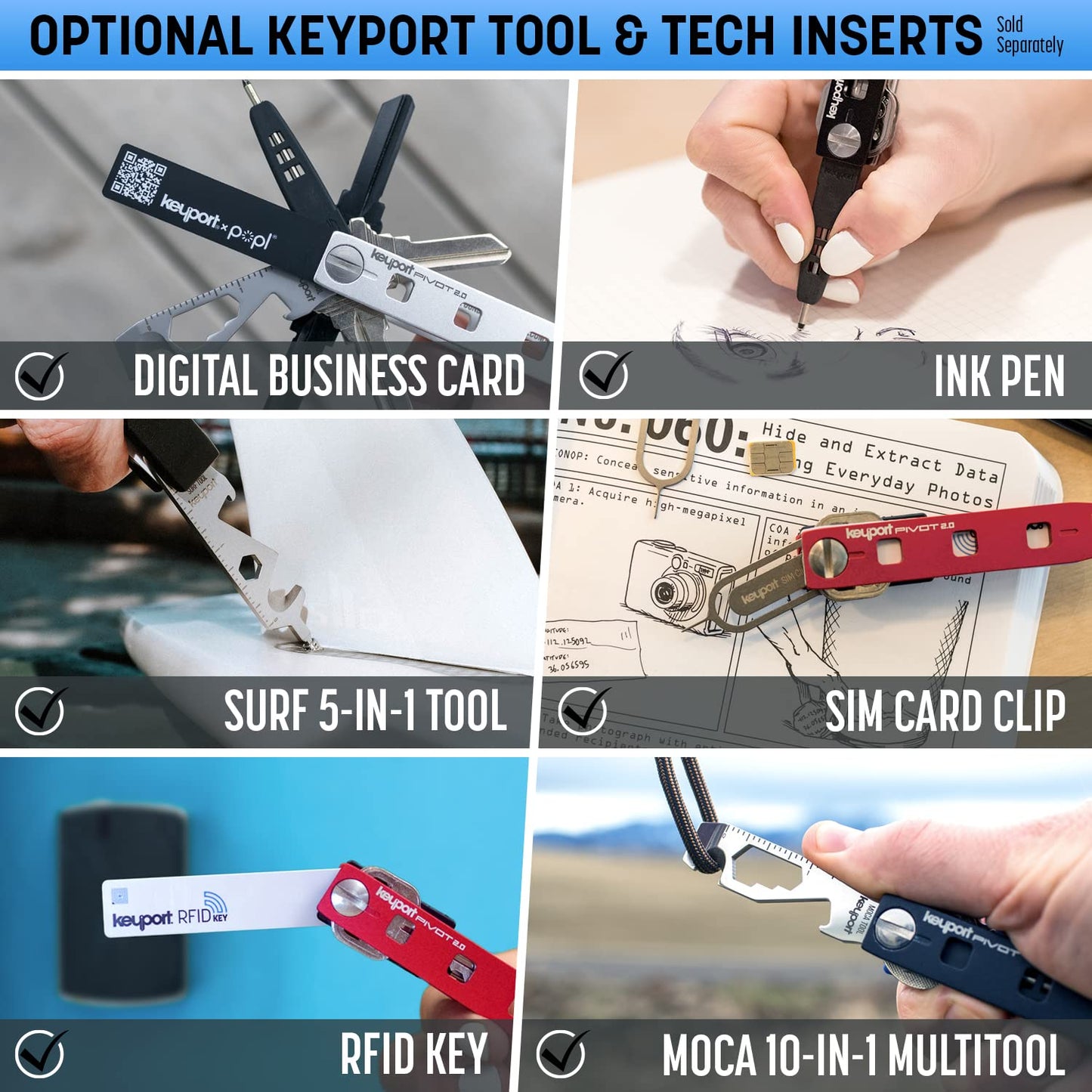 Keyport Pivot 2.0 Key Organizer - EDC Key Holder with Car Key Fob Attachment and Lost & Found Service - Compact, Customizable Modular Design - Keychain Alternative Gift for Men - Aluminum (Silver)