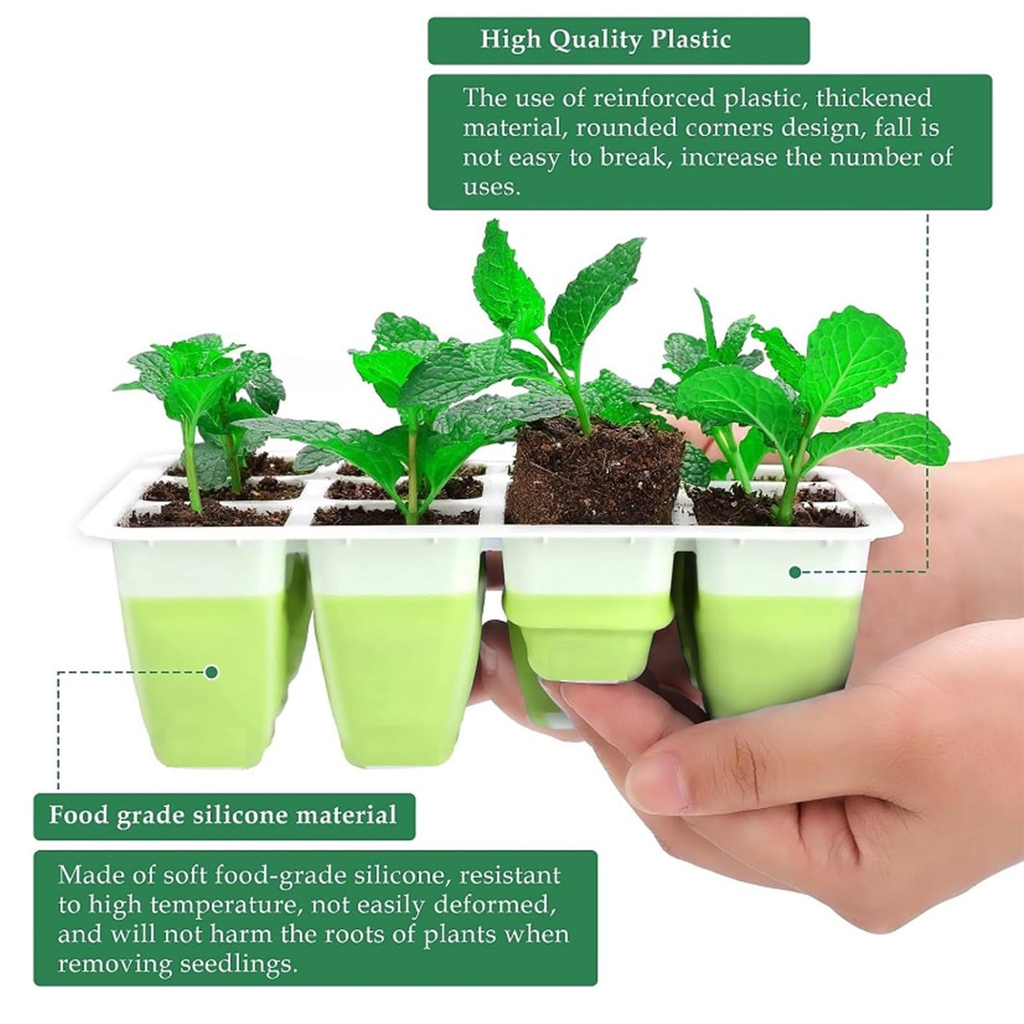 cdmoke Seed Starter Tray, Seed Starting Trays with Adjustable Ventilation Humidity Planting Pot Plant Starter Kit Greenhouse Propagator Biodegradable Seedling Germination Trays Xmas (Green)