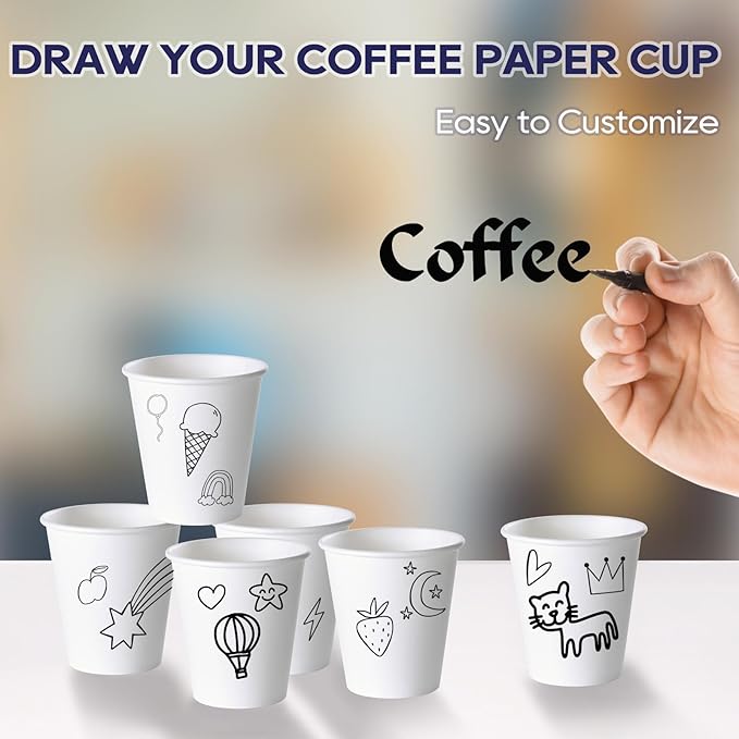 LITOPAK 1000 pack 5 oz Paper Coffee Cups, White Small Espresso Paper Coffee Cups for Office, Home, Party, and Events