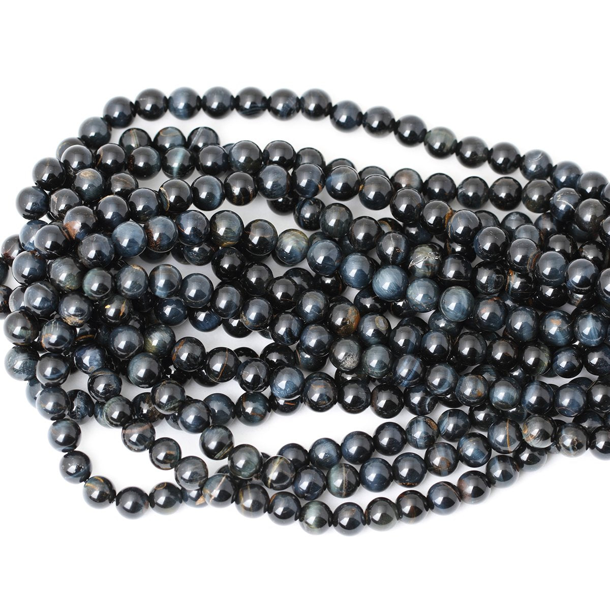 CHEAVIAN 45PCS 8mm Natural Blue Tiger Eye Gemstone Round Loose Beads for Jewelry Making DIY Findings 1 Strand 15"