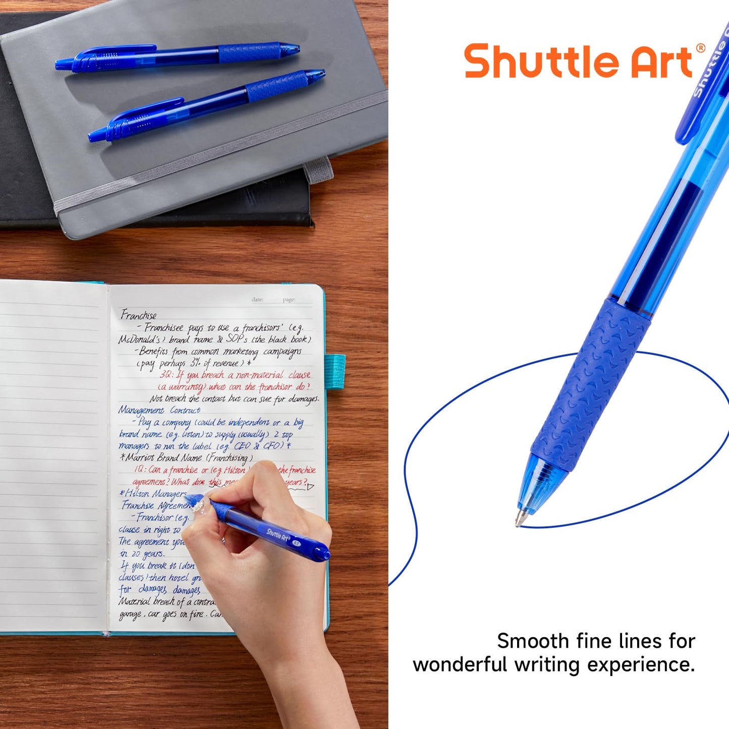 Shuttle Art Blue Gel Pens, 20 Pack Retractable 0.7mm Medium Point Rollerball Blue Ink Pens Smooth Writing with Comfortable Grip for Writing Journaling Taking Notes Office School Home
