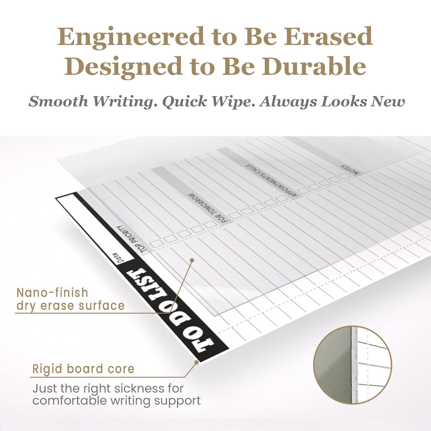 Dry Erase Desk Planning Board - Reusable Desktop Daily Planning Board, Work to-do List - 11"x8.5" Tabletop Dry Erase Board with Stand - Marker Included