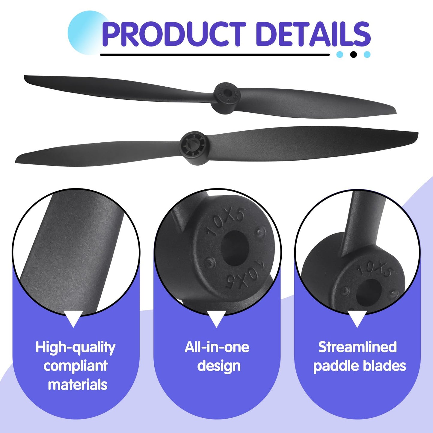 4 Pcs 2-Blade RC Propeller Compatible with FMS 1200mm Super EZ 1220mm Ranger FMSPROP022, 10x5 Prop