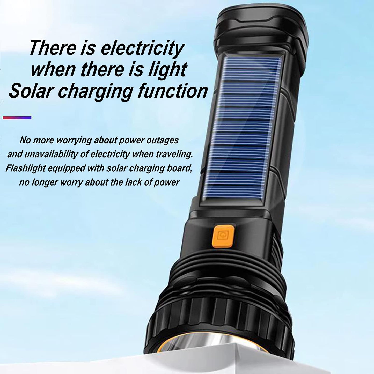 E-SHIDAI Solar Rechargeable Flashlight, Multi Function 1000 Lumens LED Flashlight with Emergency Strobe Light, Handheld LED Flashlights for Home Emergencies Camping