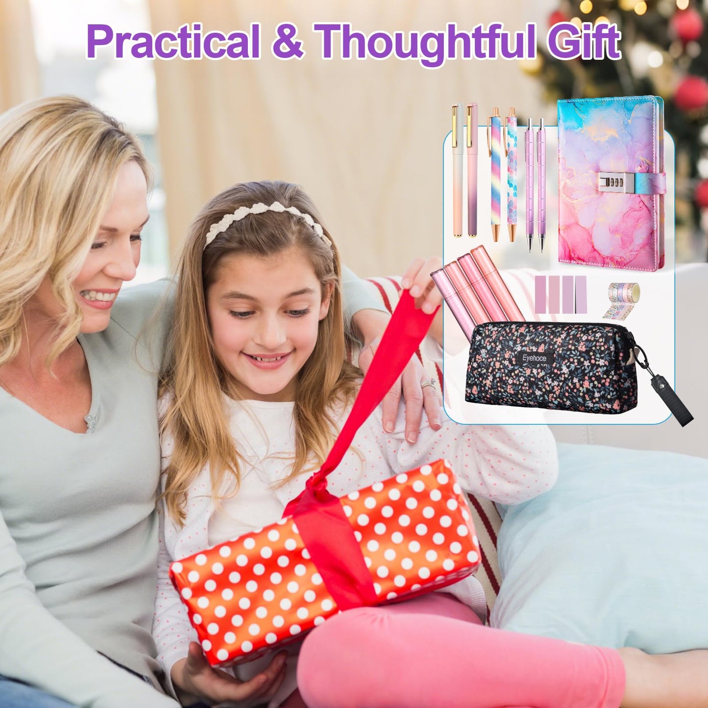 38PCS Cute Stationary Set Bible Journaling Kit with Password Lock Notebook, Pen Case, Mechanical Pencils, Gel Pens, Highlighters, Gift Box & Ballpoint Pens for Study Aesthetic School Supplies