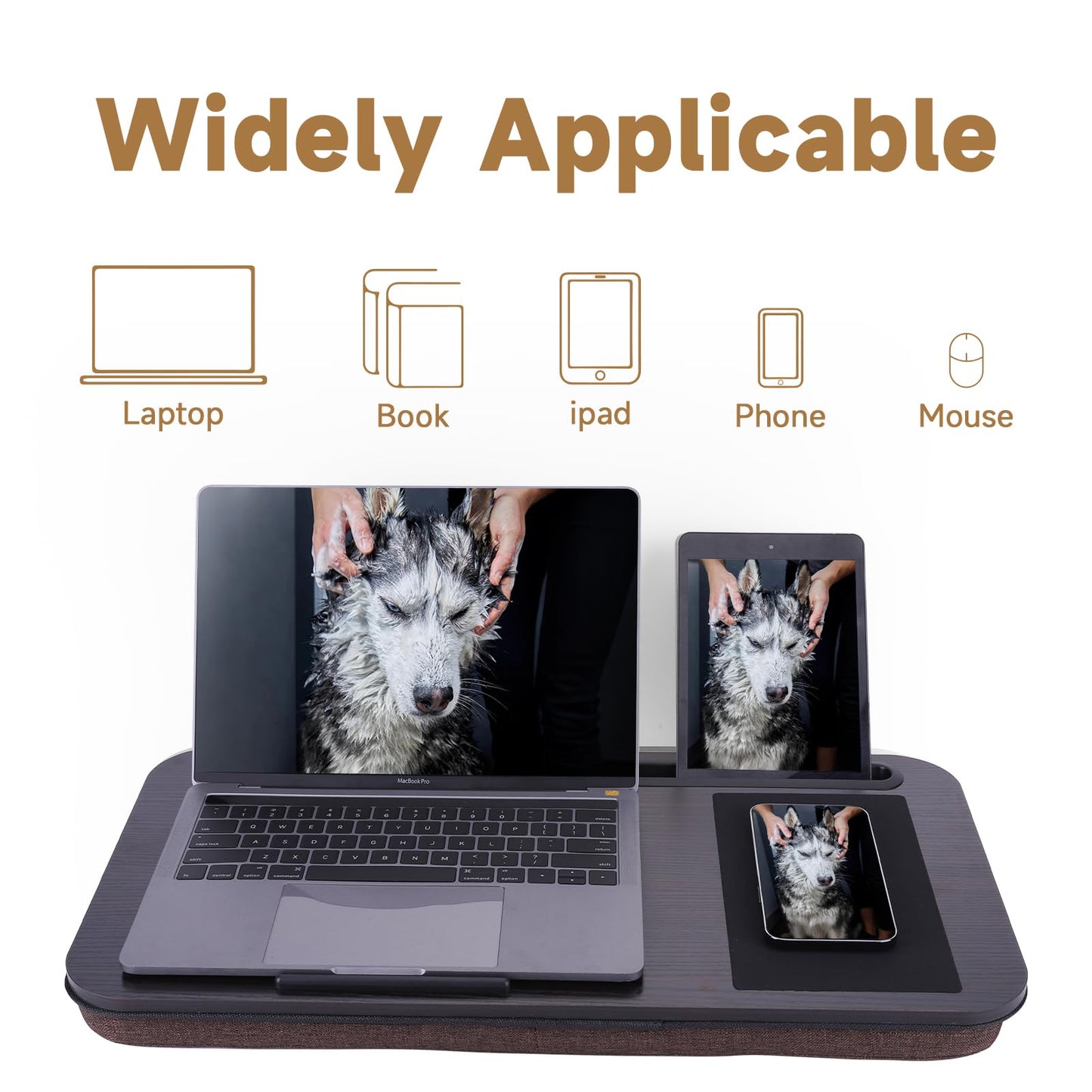 ASIEIT New Laptop Lap Desks for Adults, Fits Up to 17.3" Laptops, Portable Laptop Desk for Bed, Multi-Functional Bed Desk with Mouse Pad, Cushion, Phone Holder & Handle, Lap Stand for Bed, Couch, Car