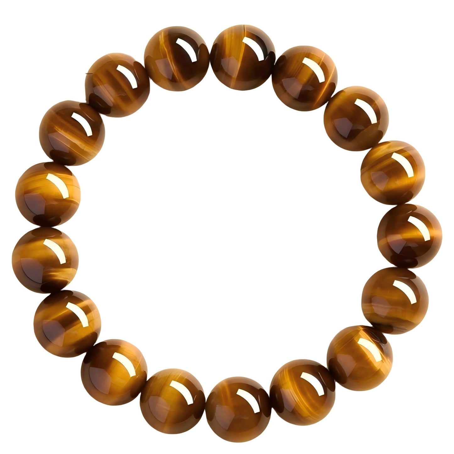 Rosolaratop Natural Tiger Eye Stone Bracelet, 8-12mm Healing Energy Gemstone Beads, Elastic Stretch Design for Yoga and Meditation (8MM)