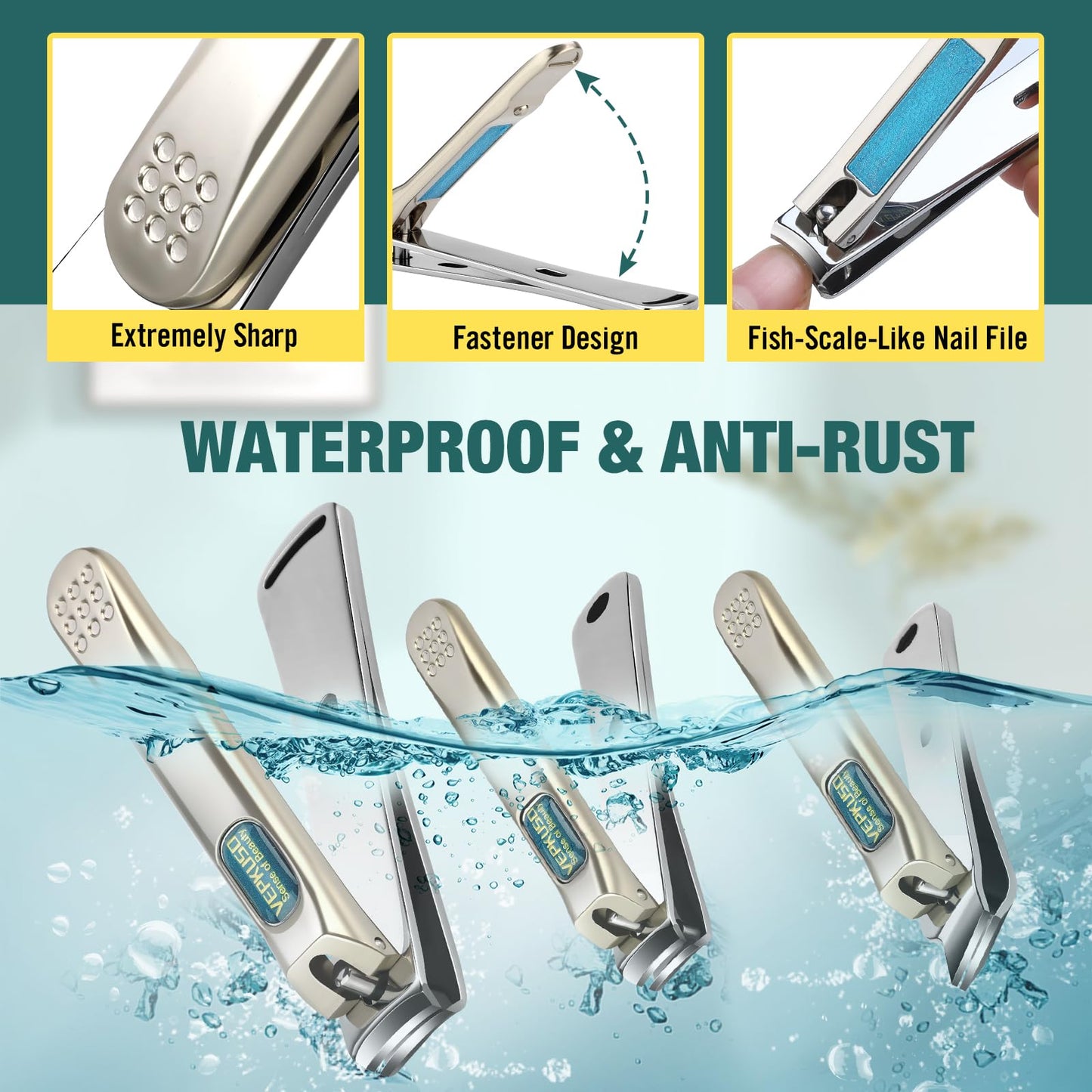 Nail Clippers for Men, Vepkuso Toenail Clippers for Thick Nails and Ultra Sharp Fingernail Clippers for Women, 4 in 1 Nail Clippers Cutter for Seinors, Gift Ideas