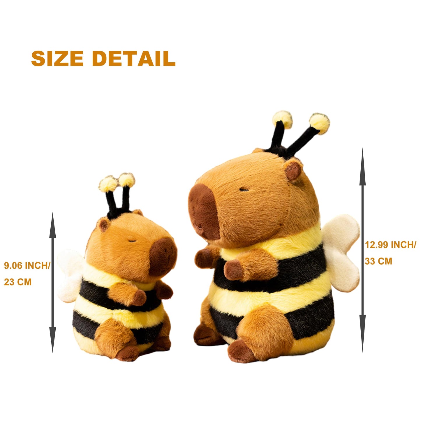 9.06 Inch Soft Capybara Dressed in Bee Stuffed Animals Capybara in Bumblebee Costume Plush Toys Fluffy Cuddly Fuzzy Doll Gift for Kids and Lovers