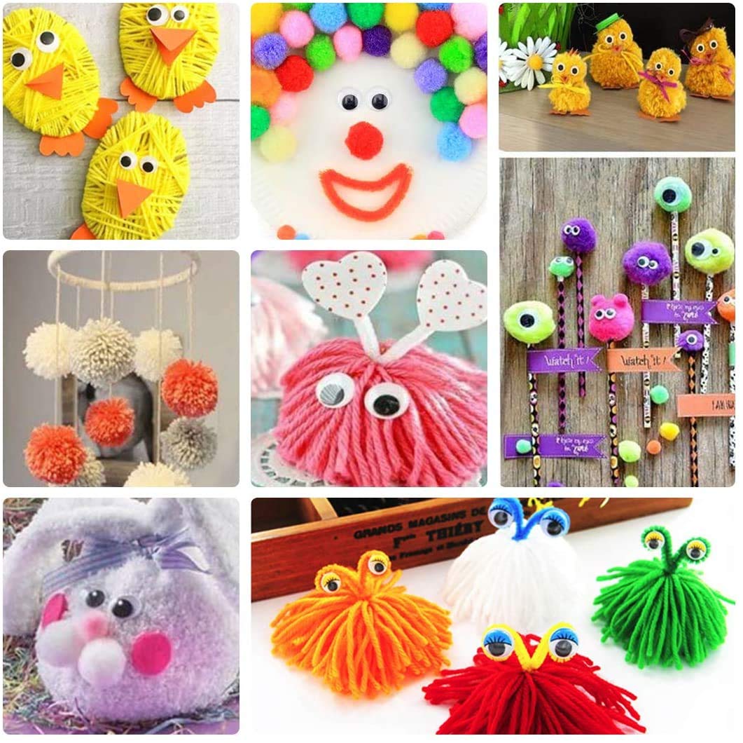 Ayasee Pom pom Maker Yarn kit, 4PS Pompom Maker+12PS Acrylic Yarn+10PS Knitting Stitch Markers+10PS Plastic Needles+1PS Scissors(37c)