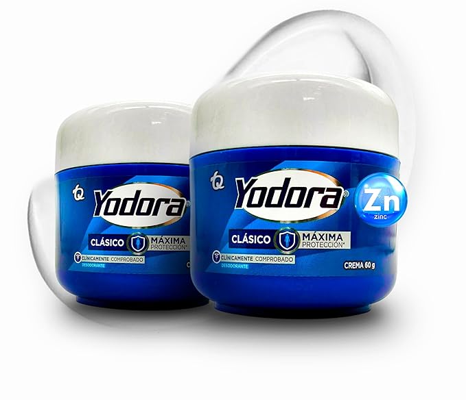 Yodora Clásico Cream Deodorant –Gentle Formula for Sensitive Skin – Hydrating and Vegan Deodorant – 24-Hour Protection – Two-pack for long-lasting freshness 60 gr.