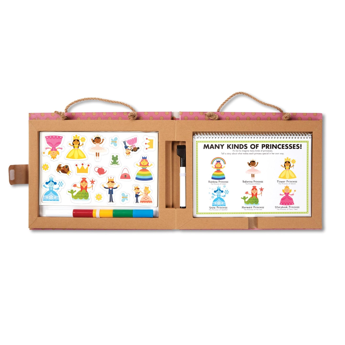 Melissa & Doug Natural Play: Play, Draw, Create Reusable Drawing & Magnet Kit – Princesses (54 Magnets, 5 Dry-Erase Markers) - FSC Certified