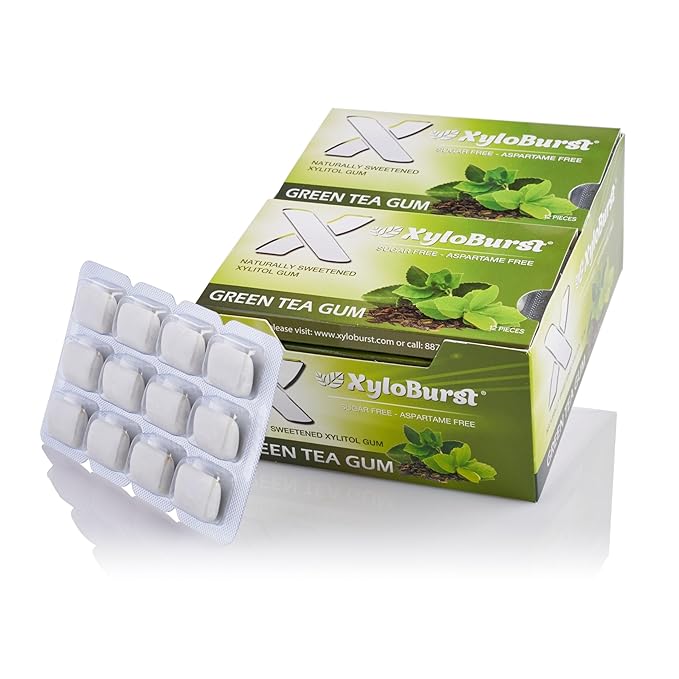 XyloBurst Green Tea Blister Pack Gum 12 Pack Box