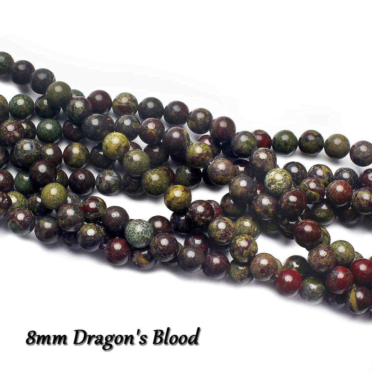 70PCS Natural 8MM Healing Gemstone, Dragon’s Blood Energy Stone Round Loose Beads, Semi-Precious Crystal Beads with Free Elastic String for Jewelry Making DIY