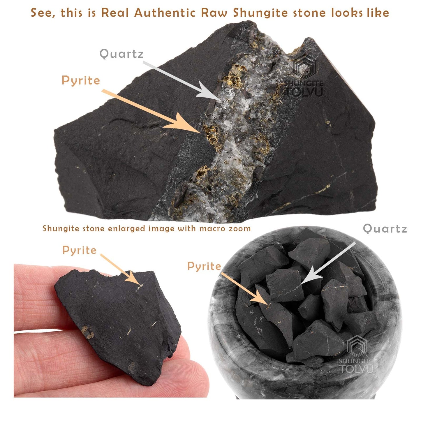 Shungite mineral Pendant "Goodness" - Authentic Russian Shungite black mineral necklace - Handmade - Tolvu