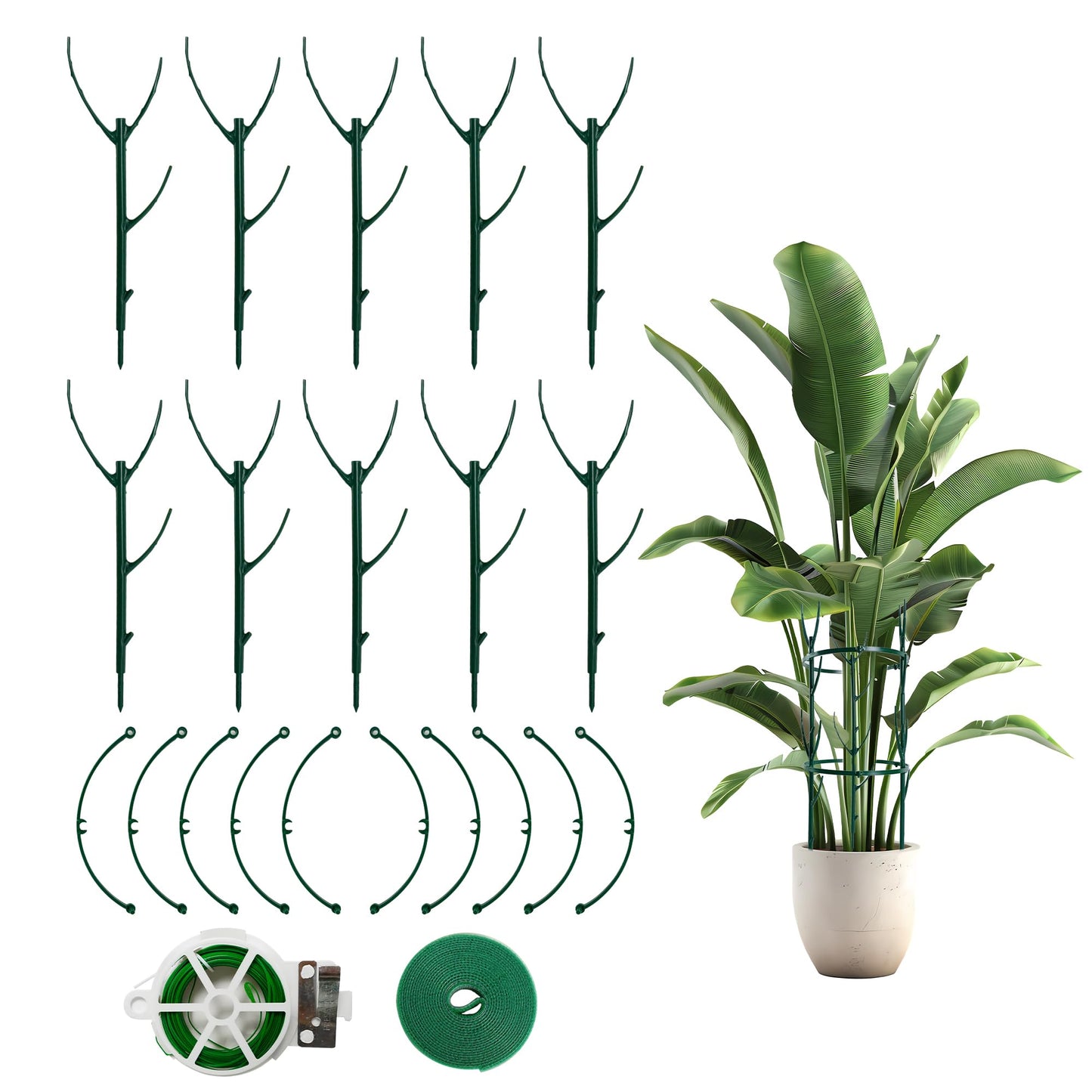 10 Pack Stackable Monstera Plant Support Stakes, Half Round Climbing Plant Pole Sticks Structures for Indoor/Outdoor Plants, Garden Accessories for Potted, Pothos, Philodendron & Vine Plants